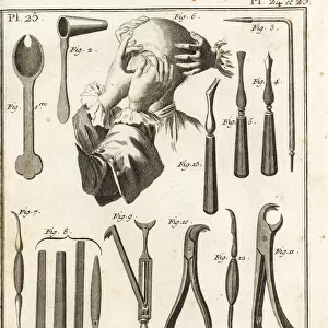 18th century lacrimal gland operation and surgical equipment