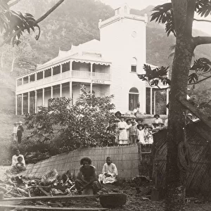 19th century vintage photograph: view at Levuku, Fiji, Pacific Ocean island, . c. 1890