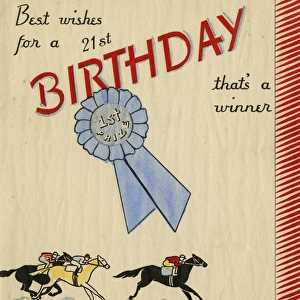 21st Birthday Card with Horse Racing