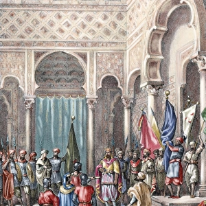 Abd ar-Rahman II, (788-852) receives the Basque ambassadors