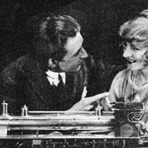 Abel Glance and Ivy Close discuss his film La Roue, 1924