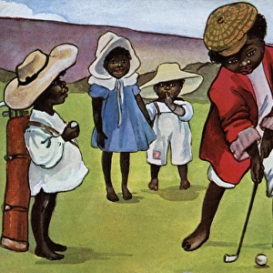 Aboriginal boy playing golf