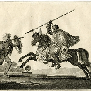 An Abyssinian Chief Attacking a Foot Soldier