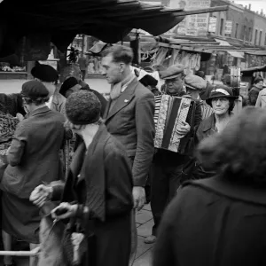 Accordion player, Bethnal Green Road, London