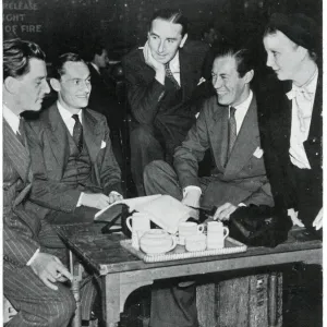 Actors revising script before show opening, September 1939