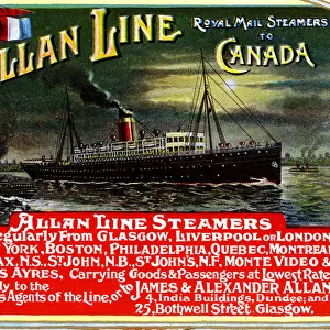 Advert, Allan Line, Royal Mail Steamers to Canada