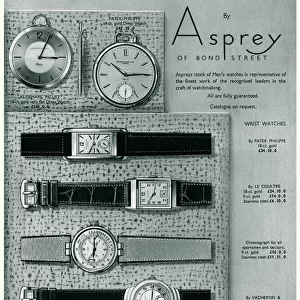 Advert for Asprey mens leather wrist watches 1938