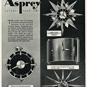 Advert for Asprey sunburst clocks 1934