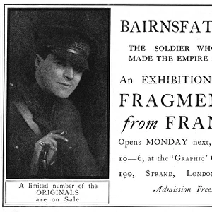 Advert for Bairnsfather Fragments from France exhibition, 19