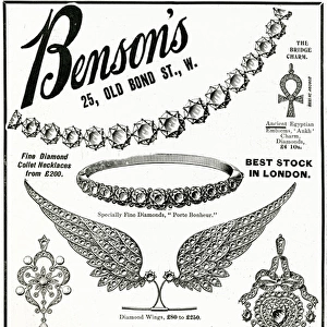 Advert for Bensons Edwardian jewellery 1906