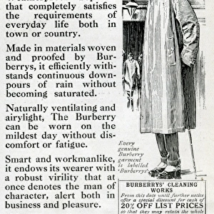 Advert for Burberry weatherproof top coat 1914