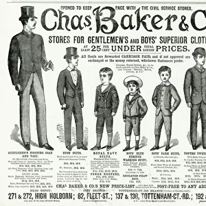 Advert for Chas. Baker & Co. gentlemen & boys clothing 1887