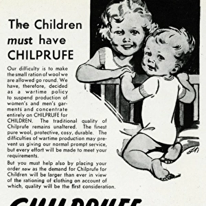 Advert for Chilprufe wool underwear for children 1941