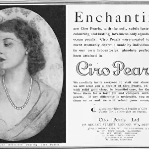 Advert for Ciro Pearls, with portrait of Imogene Robertson