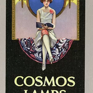 Advert, Cosmos Lamps, Art Deco design, woman reading