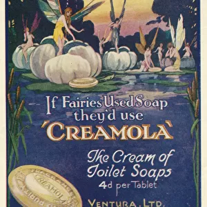 Advertisement for Creamola toilet soaps, manufactured by Ventura Ltd of Mare Street
