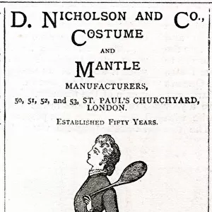 Advert for D. Nicholson and Co. womens lawn tennis 1880