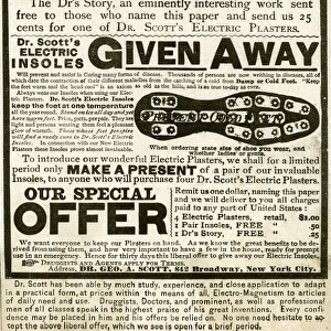 Advert for Dr. Scotts electric insoles 1889