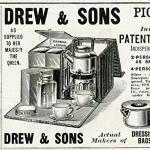 Advert for Drew & Sons tea basket 1896
