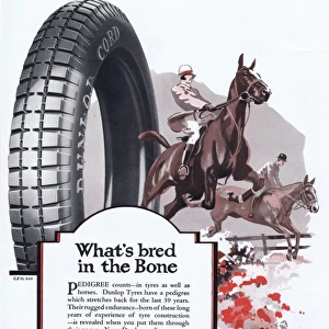 Advert for Dunlop, wired tyres, 1927