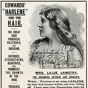 Advert for Edwards Harlene hair product 1902