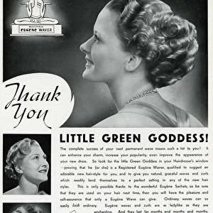 Advert for Eugene permanant hair waves & curls 1937