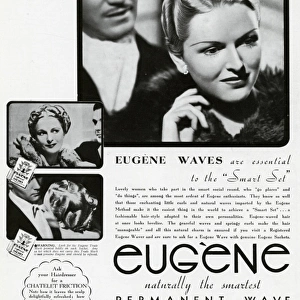 Advert for Eugene permanant hair waves & curls 1938