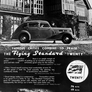 Advertisement for the Flying Standard Twenty car