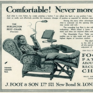 Advert fo J. Foot & Son, convalescing in comfort 1915