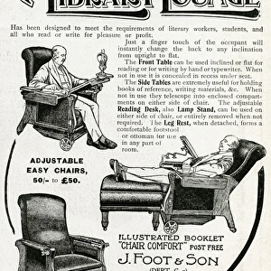 Advert for Foots library lounge chair 1906