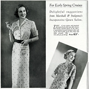 Advert for for Marshall and Snelgrove spring dresses 1937