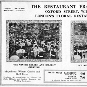 Advert for Frascati Restaurant, London, 1927