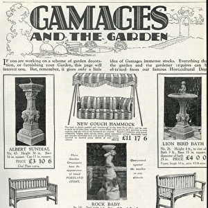 Advert for Gamages furniture 1929