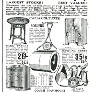 Advert for Gamages garden furniture 1926