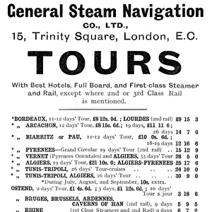 Advertisement for General Steam Tours