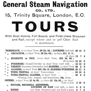 Advertisement for General Steam Tours