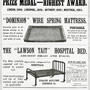 Advert for Geo. Gale & Sons, hospital bed 1889