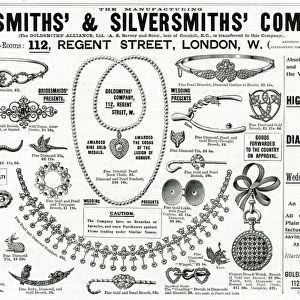 Advert for Goldsmiths & Silversmiths novelty jewelley 1896