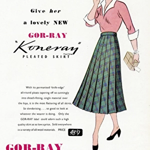 Advert for Gor-ray Koneray pleated skirts 1950