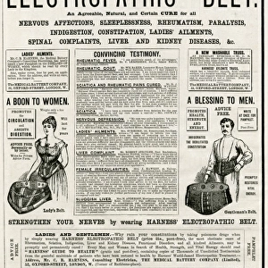 Advert for Harness electropathic corset belts 1887