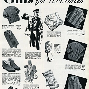 Advert for Harrods gifts for the H. M forces 1939