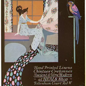 Advert for Heals hand-printed linens 1914
