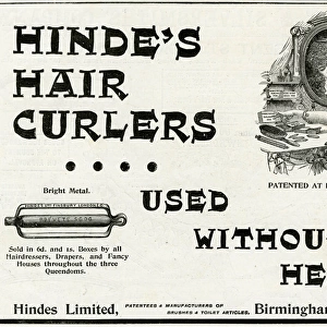 Advert for Hindes Limited hair curler 1893