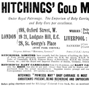 Advert for Hitchings gold medal prays 1898