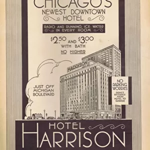 Advert for Hotel Harrison, Chicago, 1930