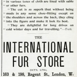 Advert for International Fur Store 1896