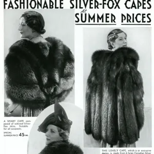 Advert for International Fur Store silver-fox capes 1937