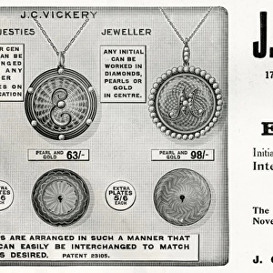 Advert for J. C Vickery personalised jewellery 1912