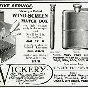 Advert for J. C Vickery wind screen for match box 1914