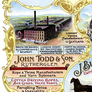 Advert, John Todd & Son, Rope Manufacturers, Rutherglen